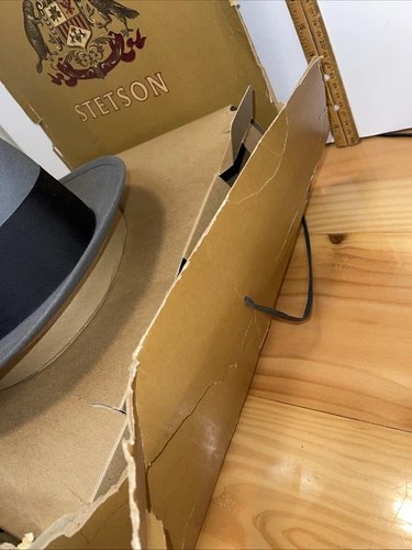 VINTAGE 1950s STETSON WOOL FEDORA HAT WITH BOX GRAY 6 7/8 ? - photo 3