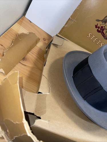 VINTAGE 1950s STETSON WOOL FEDORA HAT WITH BOX GRAY 6 7/8 ? - photo 4