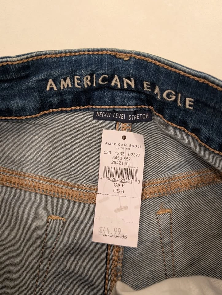 New with Tag American Eagle Womens Hi-Rise Shortie Ripped Blue J - photo 2
