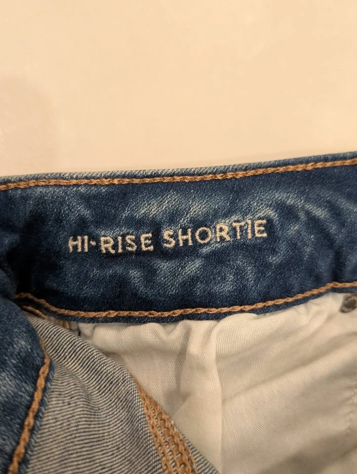 New with Tag American Eagle Womens Hi-Rise Shortie Ripped Blue J - photo 3
