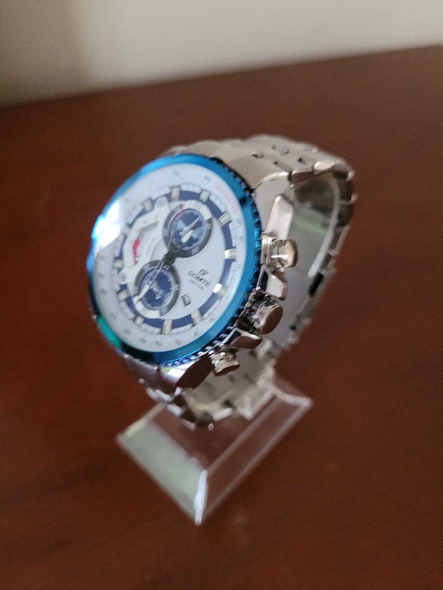 Brand New Gomte WR100M Silver and Blue Chronograph Men's Watch - photo 2