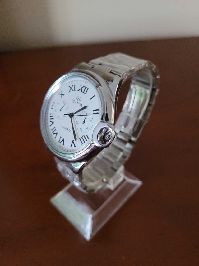 Silver Qianba Quartz Men's Watch with Roman Numerals - photo 2