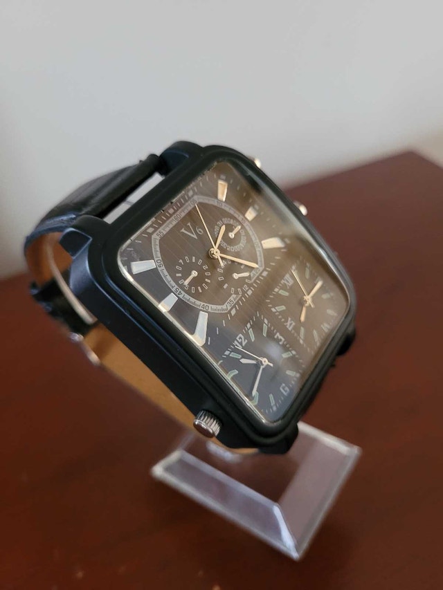 Men's Black V6 Triple Time Zone Fashion Watch - photo 3