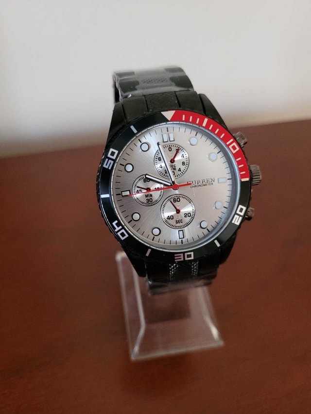 Brand New Curren Black and Silver Chronograph Men's Watch