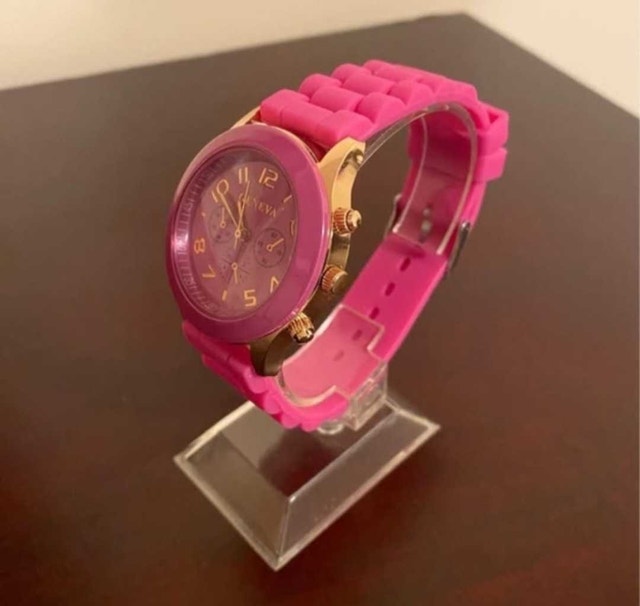 Brand New Geneva Pink Silicone Strap Watch - photo 2