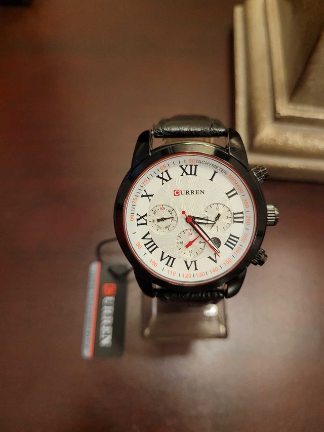 Brand New Curren Black and White Chronograph Men's Watch