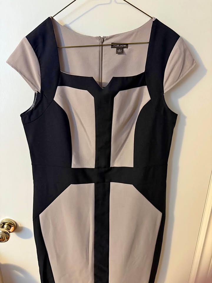Voir Voir Ladies Work Dress - Size 10 - Black & Beige