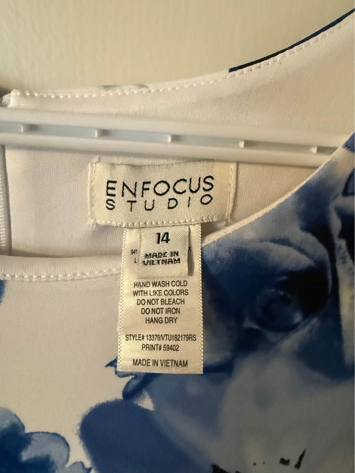 Enfocus Ladies Dress - Size 14 - Blue and White Floral - photo 2