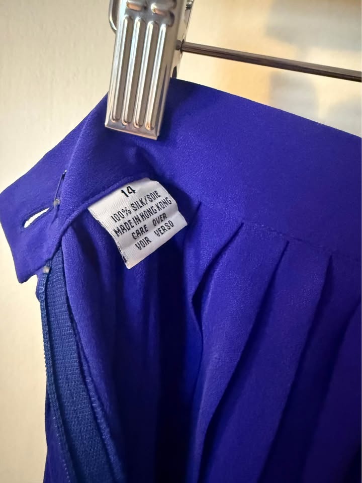 Vintage Silk Ann Klein Skirt - Size 14 - Purple - photo 3