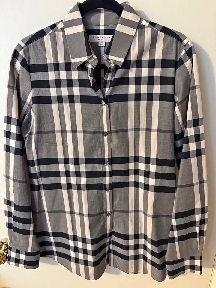 Ladies Blouse (Burberry London) - Size 10 - Grey, Black, Cream