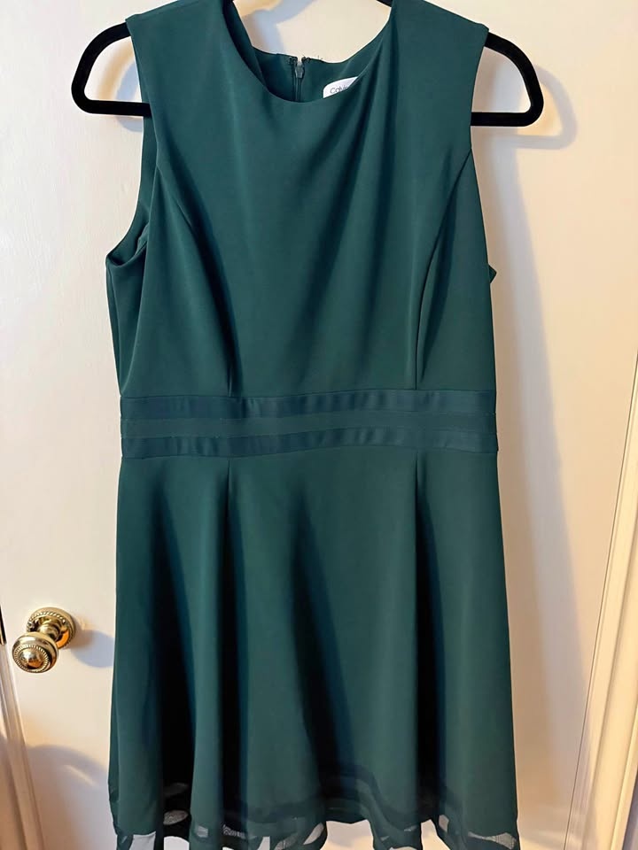 Calvin Klein Ladies Fit and Flair Dress - Size 14 - Dark Green