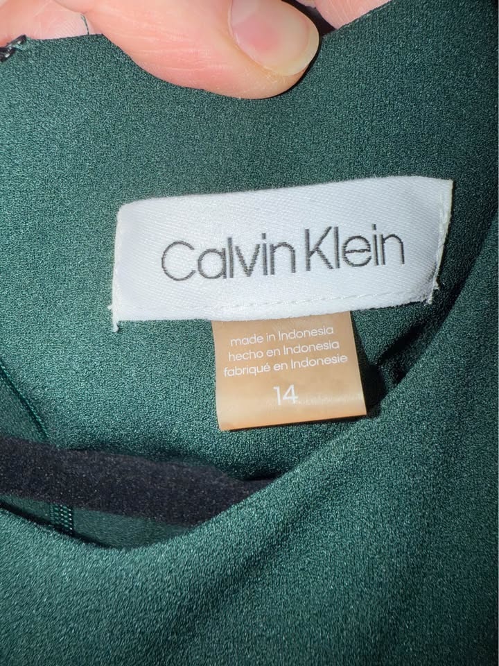 Calvin Klein Ladies Fit and Flair Dress - Size 14 - Dark Green - photo 3