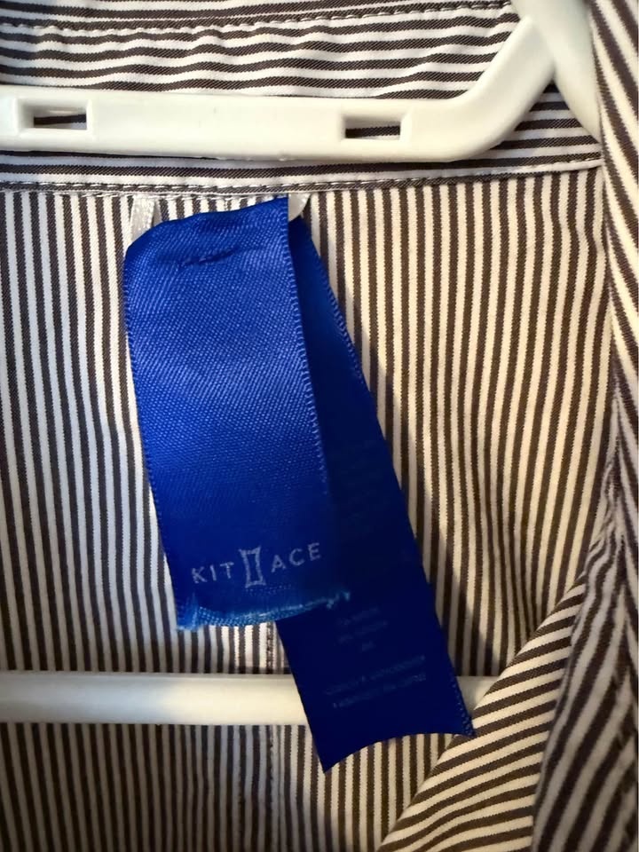 Kit & Ace Blouse - Size L - Grey & White Stripe - photo 3
