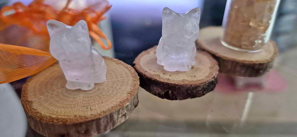 White Quartz Crystal Cats