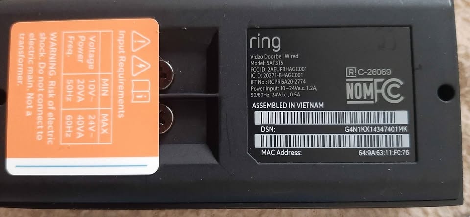 Ring Video Doorbell Wired and its included tools mod;5AT3T5 - photo 3