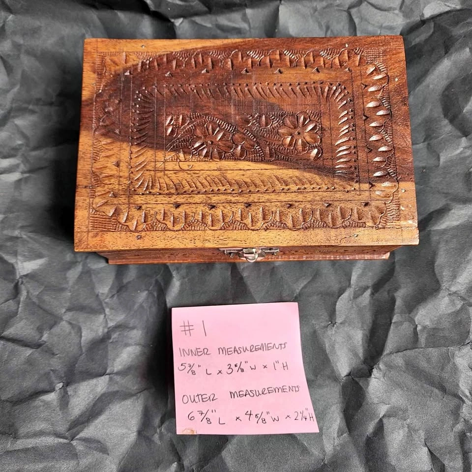 Antique Vintage Hand Carved Ornate Wood box