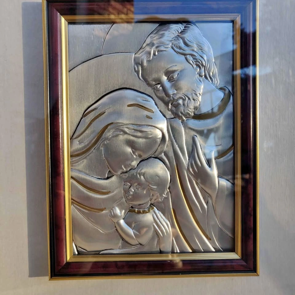 Religious Mary, Joseph, Jesus Silver Art
