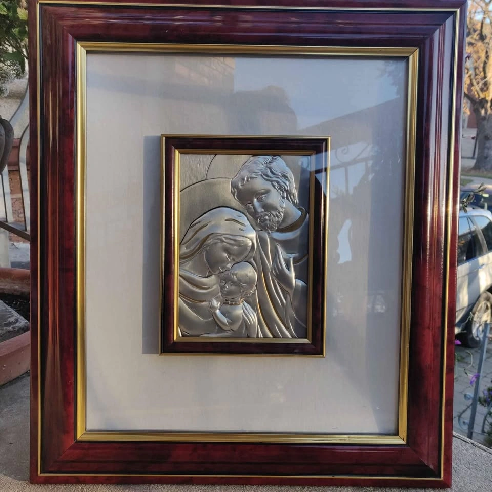 Religious Mary, Joseph, Jesus Silver Art - photo 3
