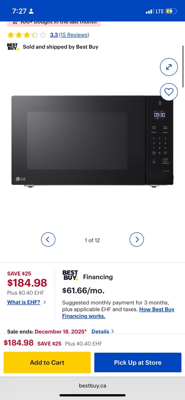 LG Microwave Like New!  60$