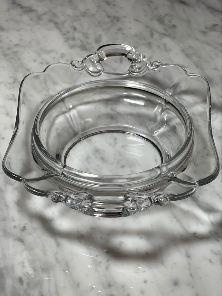 Clear Glass Dish With Baroque Style Handles - photo 2