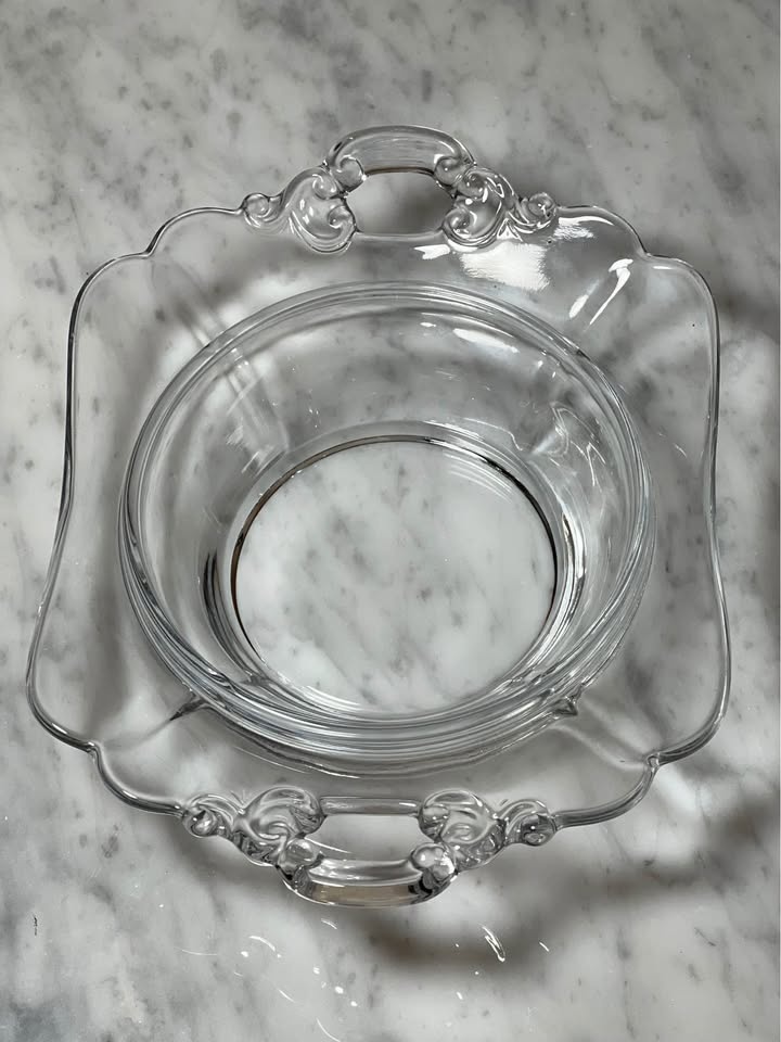 Clear Glass Dish With Baroque Style Handles - photo 4