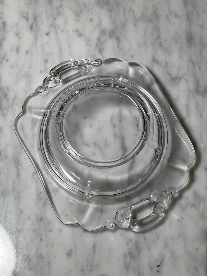 Clear Glass Dish With Baroque Style Handles - photo 5