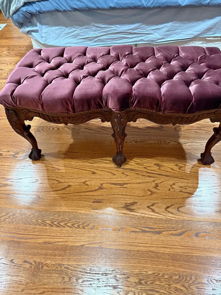 French Tufted Velvet Bench – Louis XV Style