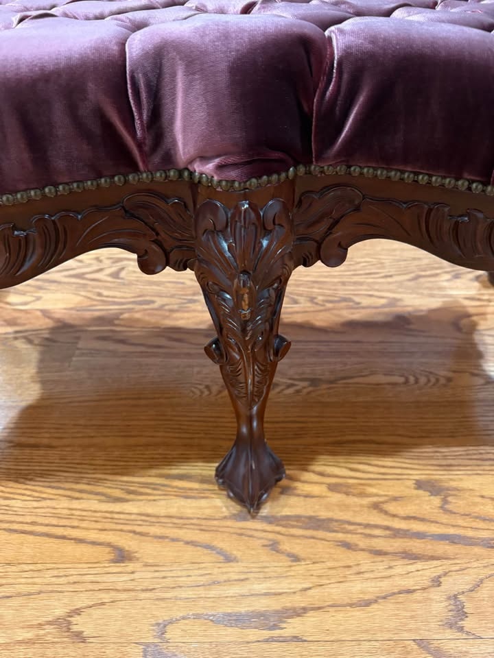 French Tufted Velvet Bench – Louis XV Style - photo 2