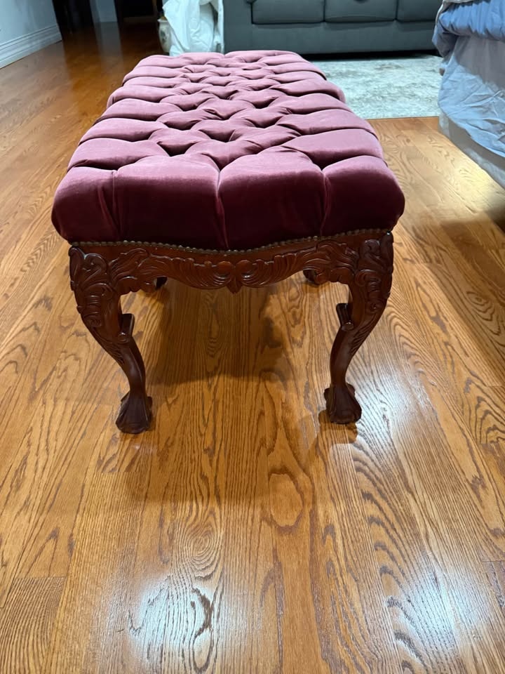 French Tufted Velvet Bench – Louis XV Style - photo 3