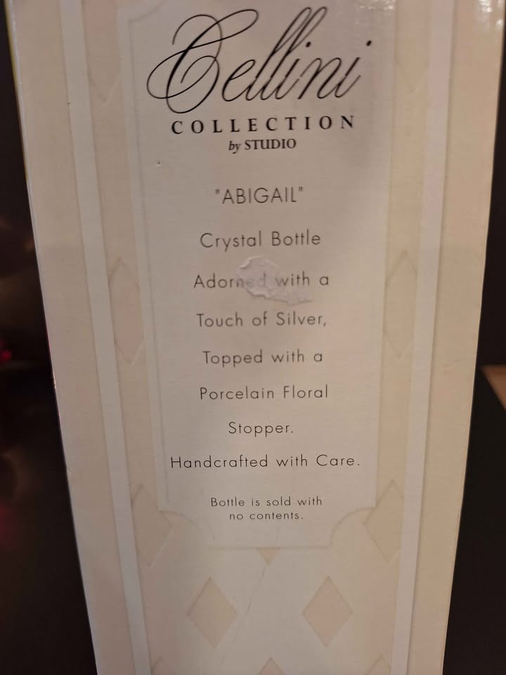 Cellini Crystal Perfume Bottle w Bisque Floral Top NIB - photo 3