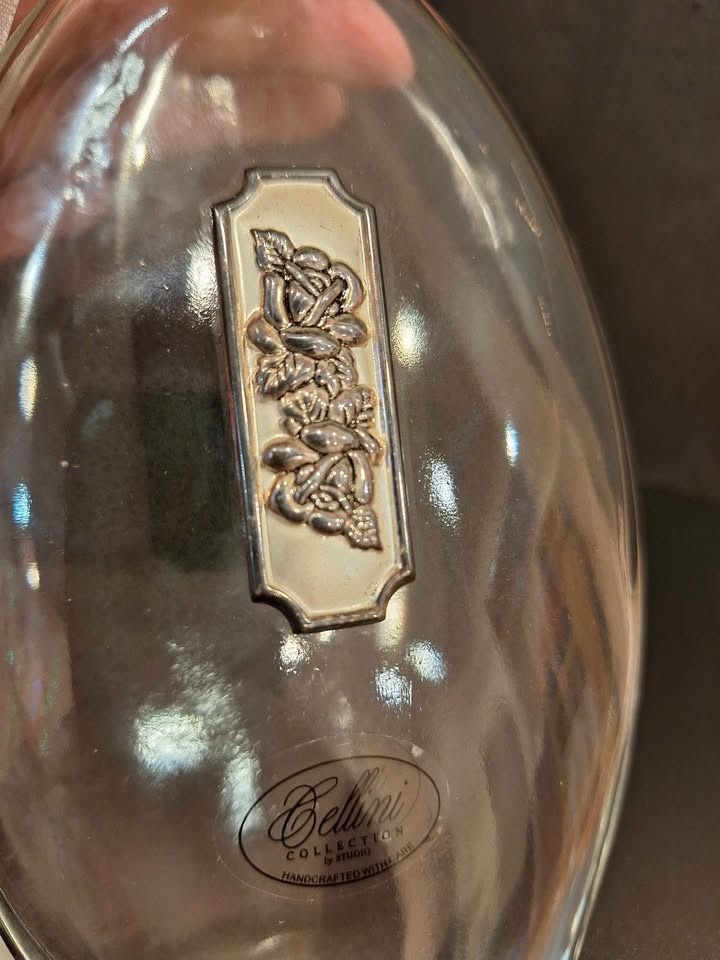 Cellini Crystal Perfume Bottle w Bisque Floral Top NIB - photo 5