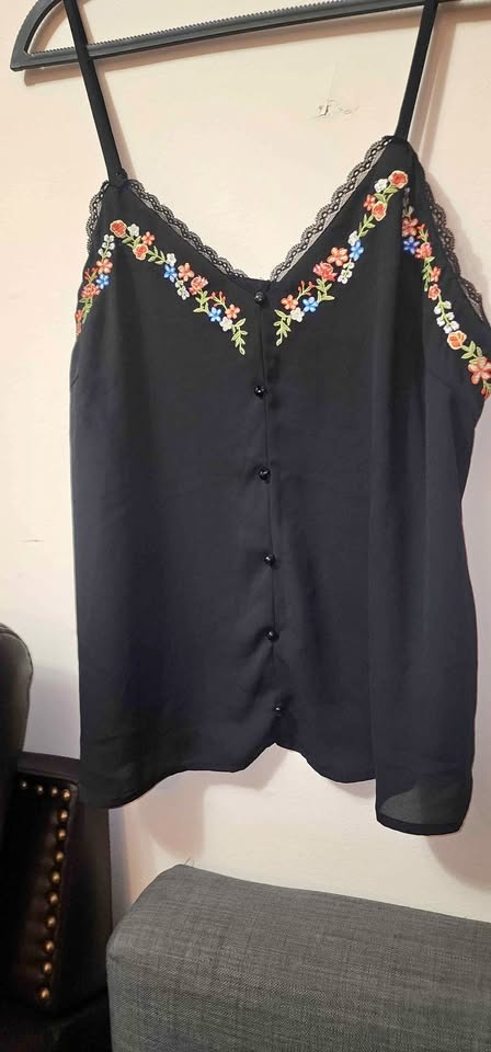 Shein embroidery flower cami top