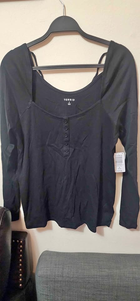 Torrid Ribbed Square Neck Henley