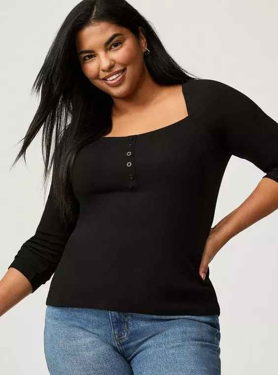 Torrid Ribbed Square Neck Henley - photo 2