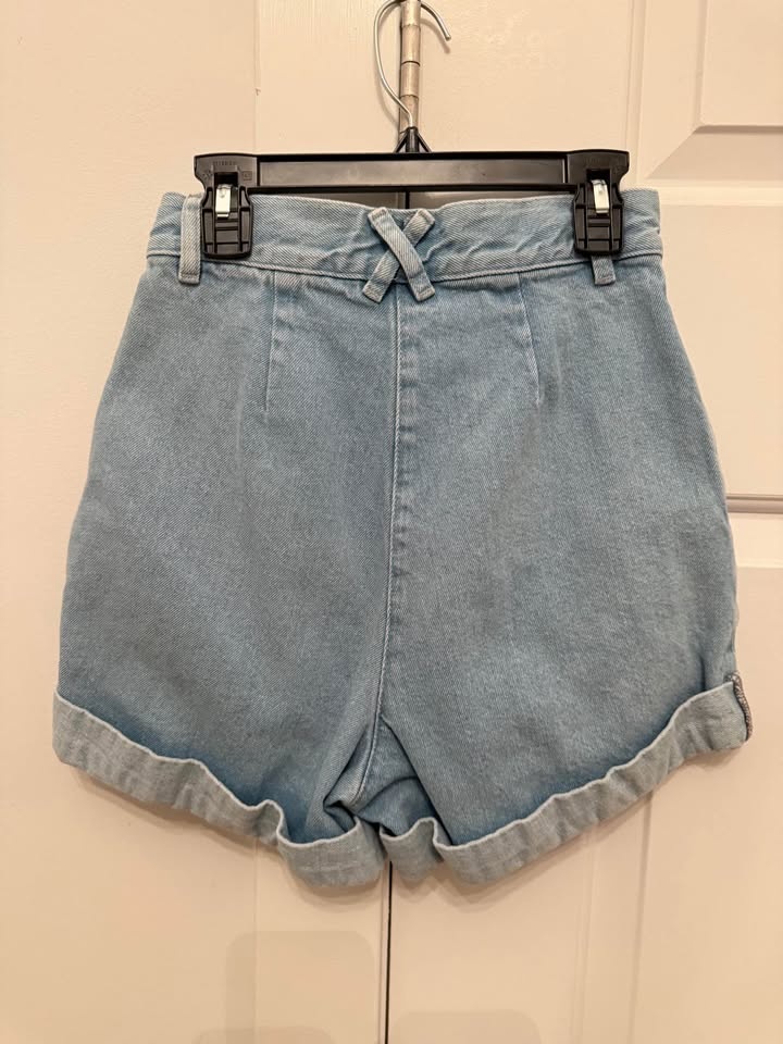 ASOS Denim high-waisted shorts (Light wash) — UK 4, US-0 - photo 2