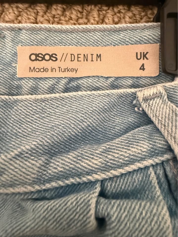 ASOS Denim high-waisted shorts (Light wash) — UK 4, US-0 - photo 3