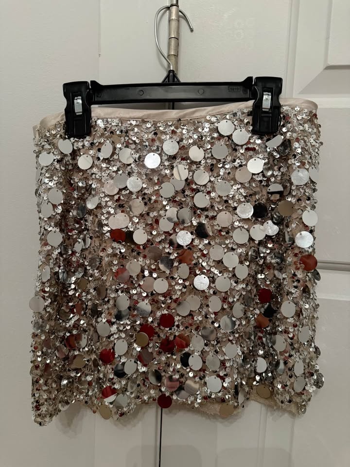 ZARA silver sequin mini skirt (Size XS / US XS, MEX 24) - photo 2