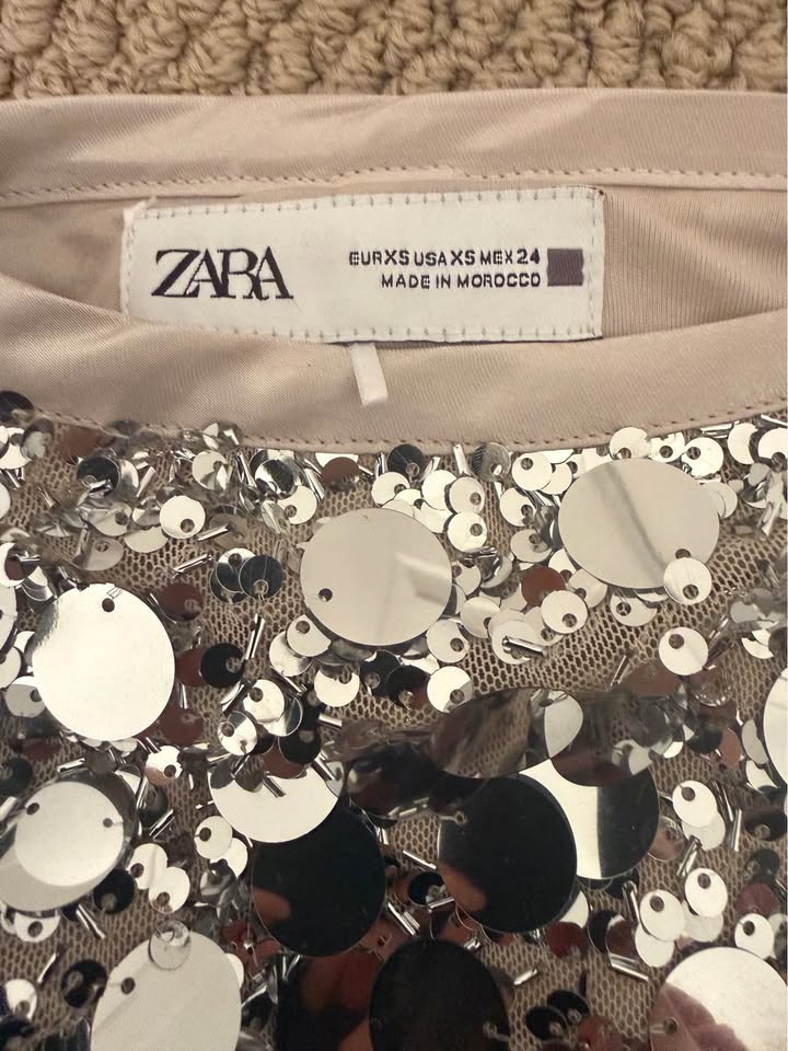ZARA silver sequin mini skirt (Size XS / US XS, MEX 24) - photo 3