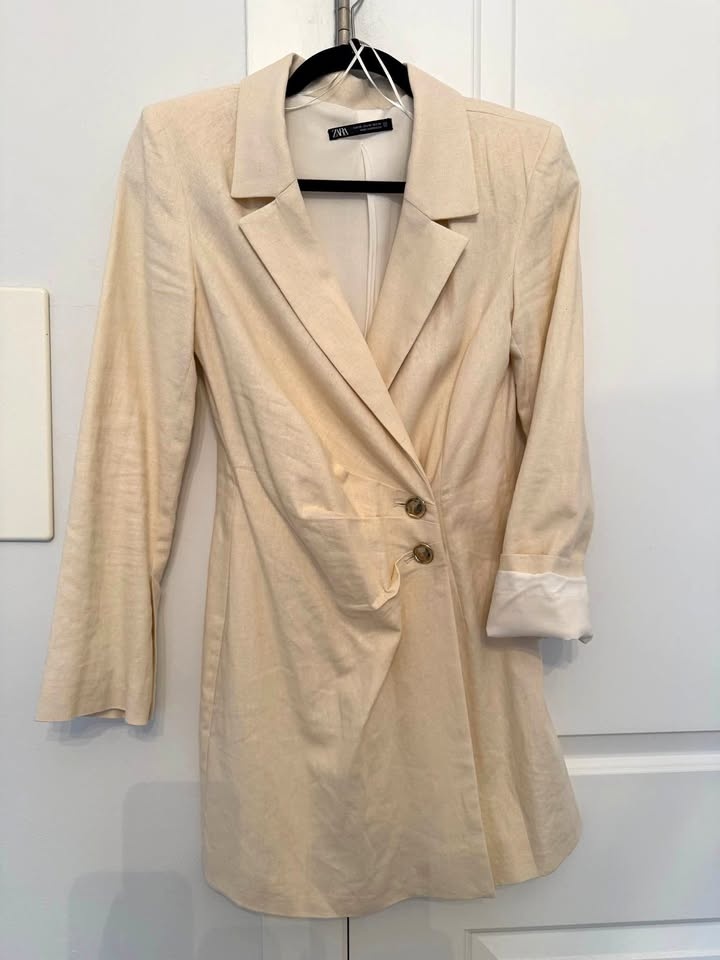 Zara Beige Longline Blazer / Blazer Dress (XS)