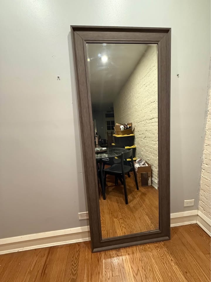 XL Full Length Faux Wood Mirror - Grey - photo 3
