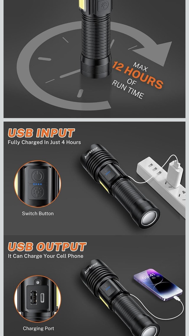 Aurazen Rechargeable Flashlights (NEW) - photo 2