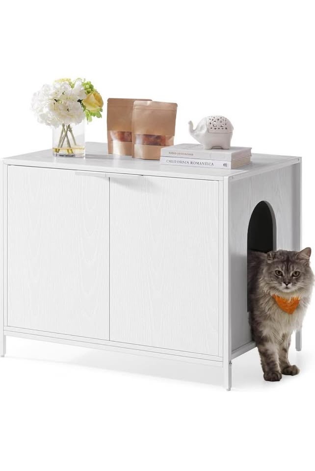 ✨ Modern Cat Litter Box Enclosure **UNASSEMBLED** – Stylish & Fu - photo 4