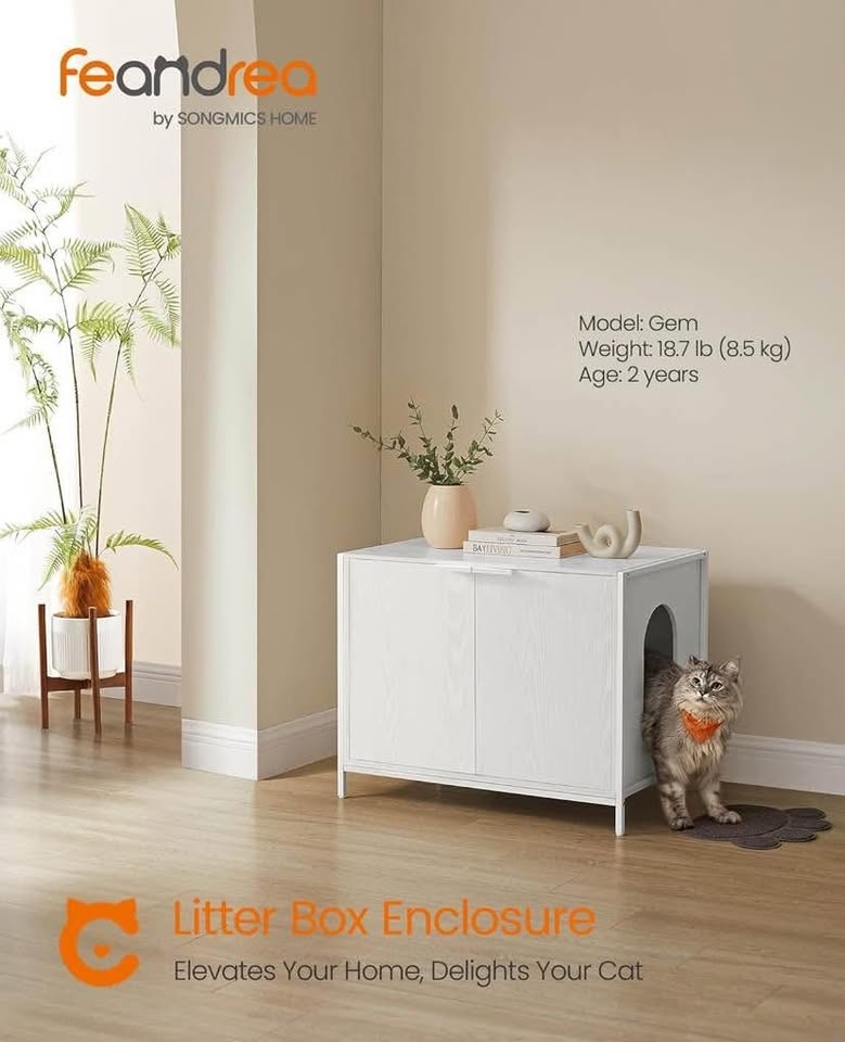 ✨ Modern Cat Litter Box Enclosure **UNASSEMBLED** – Stylish & Fu - photo 5
