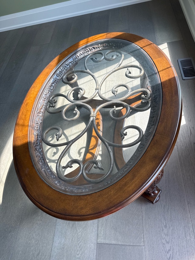 Oval Glass Top Coffee Table