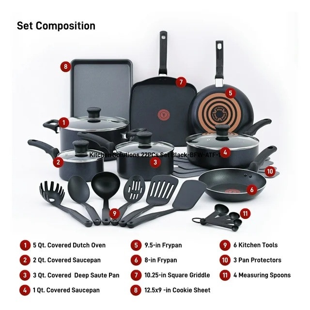 T-fal Kitchen Solutions, 21-Piece Non-Stick Cookware Set - photo 3