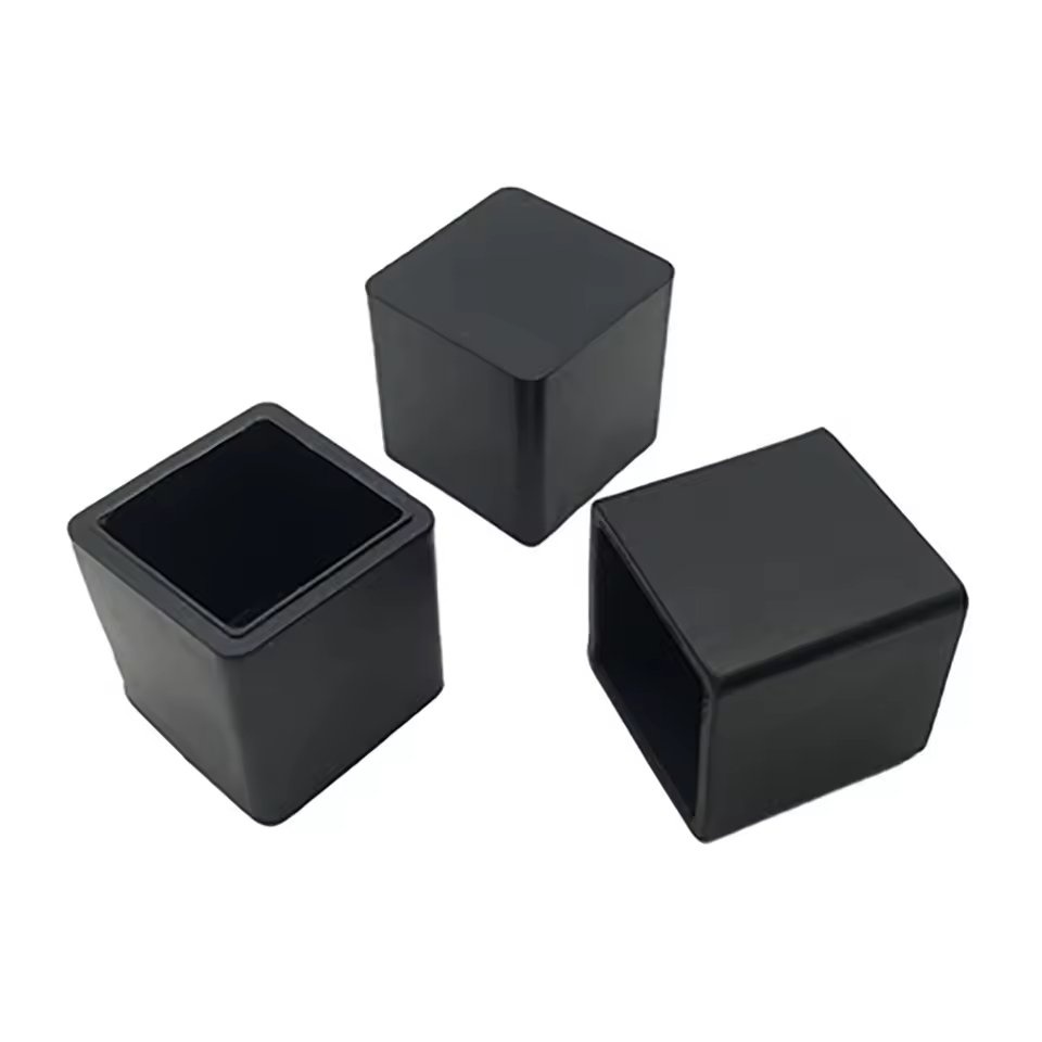 Black Square PVC Chair Leg Tips - 16 Pcs
