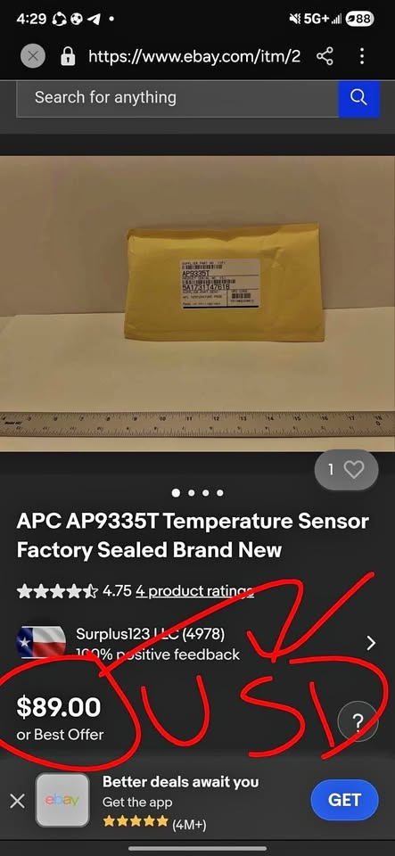 APC AP9335T Temperature Sensor Factory Sealed Brand New
