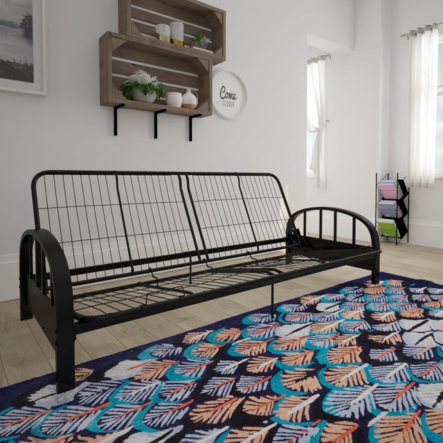 DHP Aiden Metal Futon Frame, Black with free futon and a cover