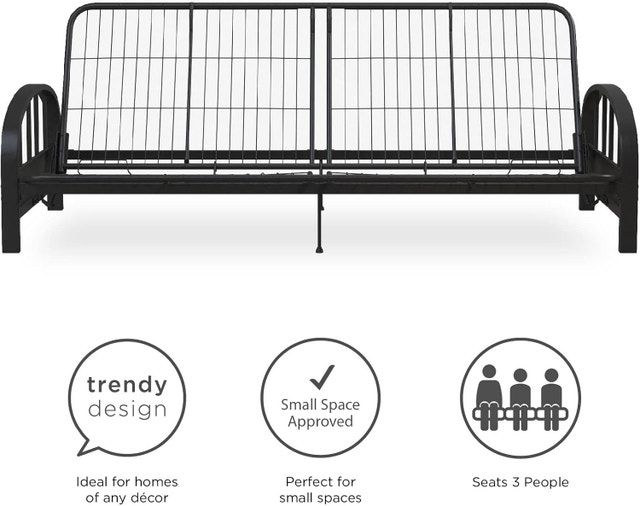 DHP Aiden Metal Futon Frame, Black with free futon and a cover - photo 4