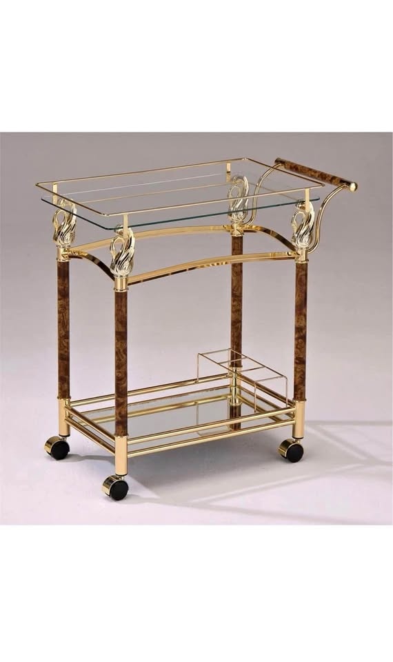Resturent balcony Double Layer Cart Gold Plated Clear Glass with - photo 2